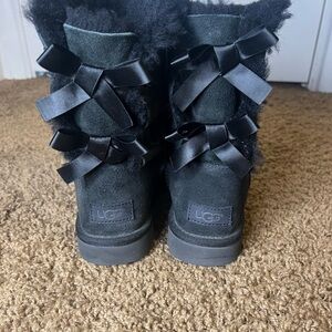 UGG Black Boots with Satin Bows